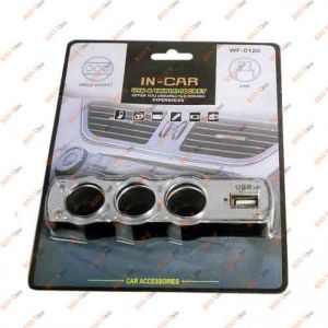 Тройник в прикуриватель с проводом WF 0120 USB - WF-0120