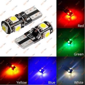 Лампа б/ц LED Т10 12V 5 диода белая доп.сопротивление (обманка) - T10-12V-5SMD