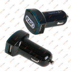 Автомобильное зарядное устройство 2 USB 2400mA BK Pulso - C-2026BK