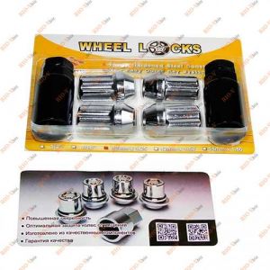 Гайка колісна секретна М12х1.25 хром конус титан - JN-М12х1.25