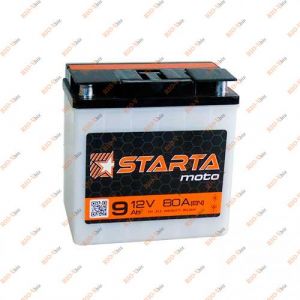 Аккумулятор Мото 9А/ч 12В пуск 80А круглая клемма (сухой) Starta - 9А-12В