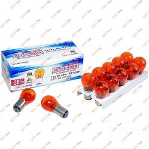Лампа двухконтактная P21/5W 12V 21+5w BAY15d желтая Mitsumoro - M21215OR