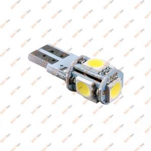 Лампа б/ц LED Т10 12V 5 діодів 0.5W біла опір PULSO - LP-136166