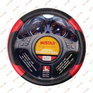 Обплетення на кермо L (39-41см) MISTAR чорна з двома червоними вставками - LT34C-bk/rd-L