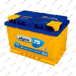 Акумулятор 75 А/год Євро 750 А (плюс правий) AKOM - АКОМ_6СТ-75А3(0)