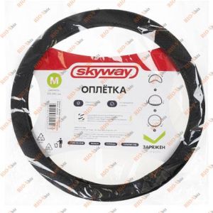 Коса на кермі М (37-39 см) чорна гладка екошкіра SKYWAY - S01101082