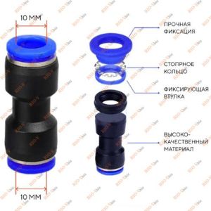 Аварийное соединение трубок 10 х 10 мм АВТОМАГНАТ - 10ММ