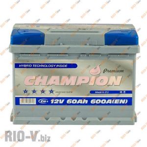 Aккумулятор 60А + левый 600А Champion - Champion-6CT-60А1