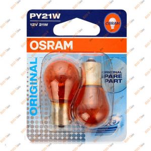 Лампа поворота оранжевая PY21W 12V Osram иномарка - 7507-02B-BLI2