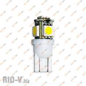 Лампа б/ц 5 диодов белый - T10-W5W-12V-5SMD-white