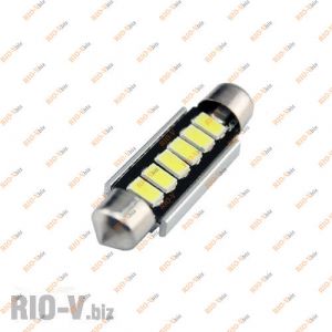 Лампа салона 12V 42 мм 6 диодов белый обманка - 12V-42mm-AC-C5W-6SMD