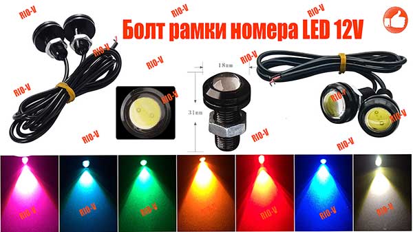 FOTO Болт рамки номера LED 12V черные (в упак. 2шт) White