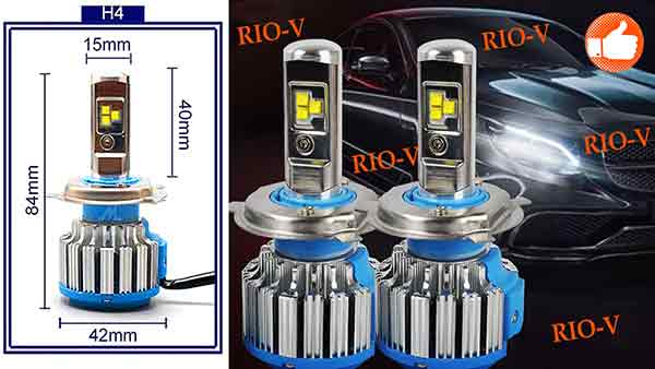 Комплект LED ламп TurboLed T1 H4 6000K 50W 12/24v CanBus с активным охлаждением RIO-V