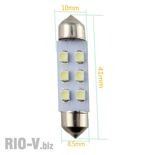 СФото ветодиод Festoon C5W 41mm 12V 6SMD RIO-V 