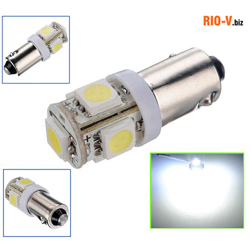  BA9S 1.2W 70-Lumen 6500K 5-SMD светодиодные автомобильные белые лампочки