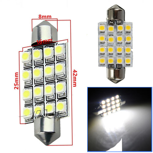 Светодиод Festoon C5W 42mm 12V 16SMD (белый)