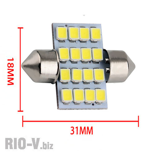 Светодиод Festoon C5W 31mm 12V 16SMD (белый)