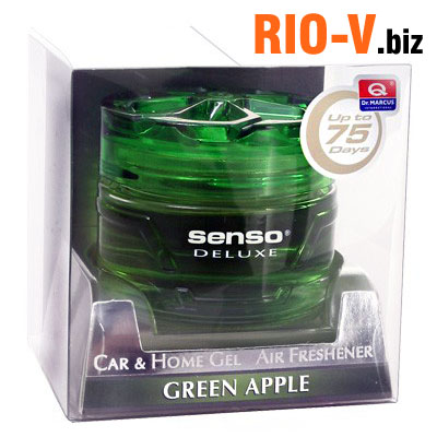 Фото Каталог / Senso Deluxe-Ароматизатор гель на панель зелений чай (Green Apple)