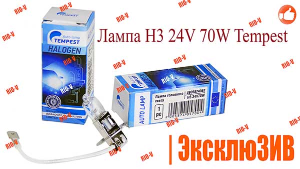 Фото Автомобільні лампи Н3 24V 70W Tempest