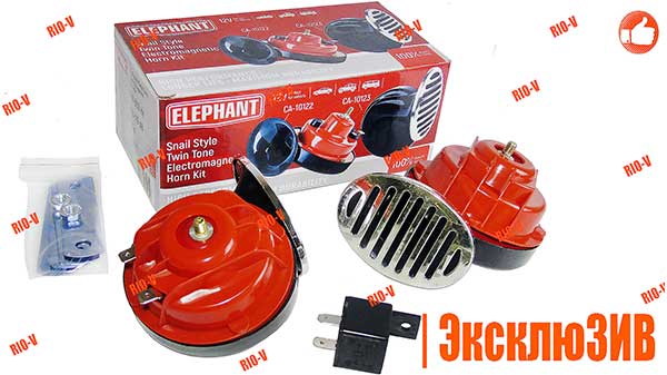 Фото Сигнал равлик СА-10123 Еlephant 12V хром. кришка